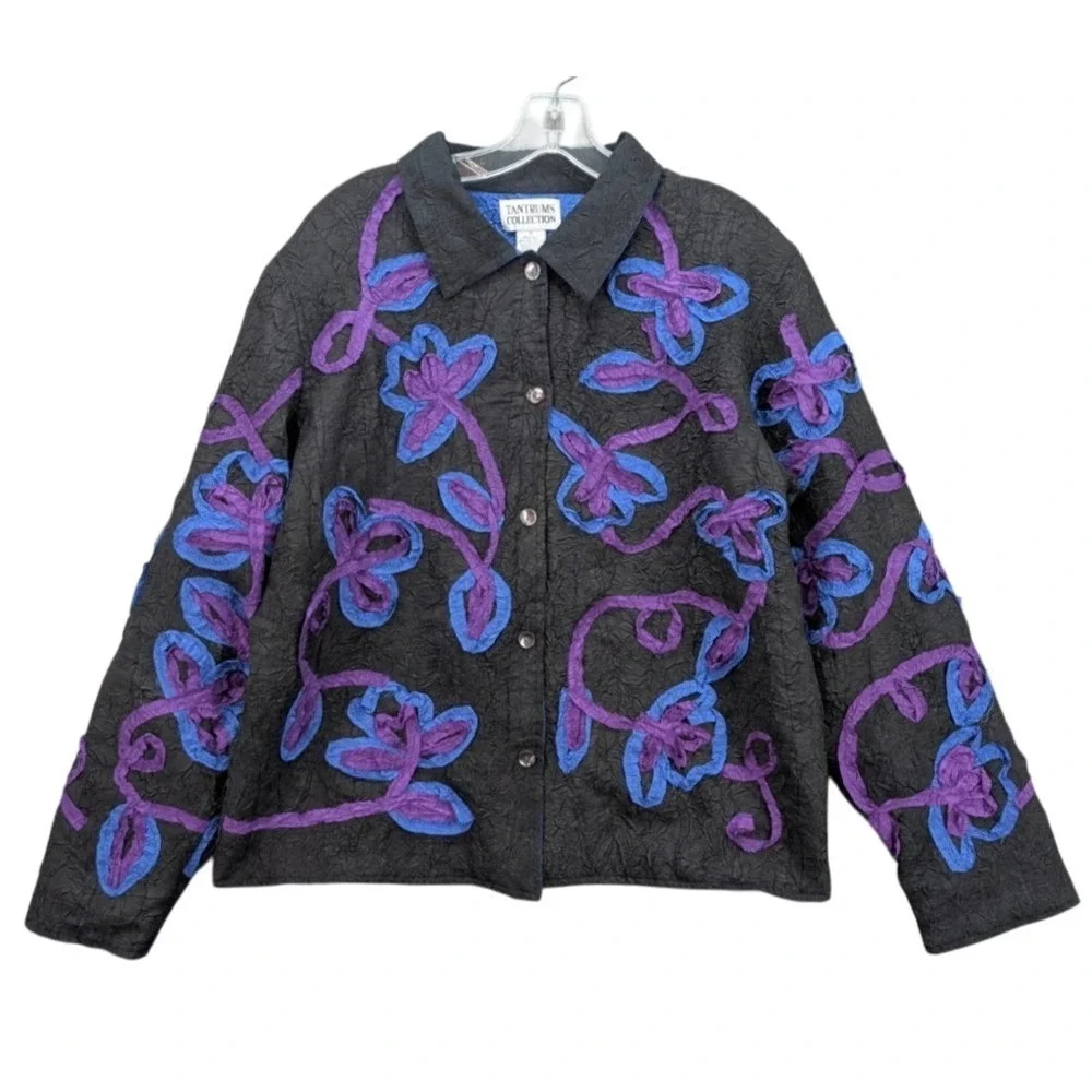 Tantrum Collection Button Up Women's M Floral Silk Blend‎ Long Sleeve Jacket NWT